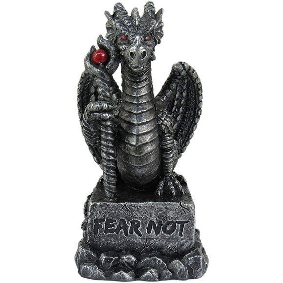 5" Medieval Motivation Mini Dragon Desk Statues 4 PCS Set Inspirational Sayings - Picture 2 of 6